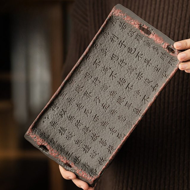 Handgefertigtes Keramik-Teetablett im Zen-Stil mit Felsstruktur für die Gongfu-Teezeremonie - Bild 1