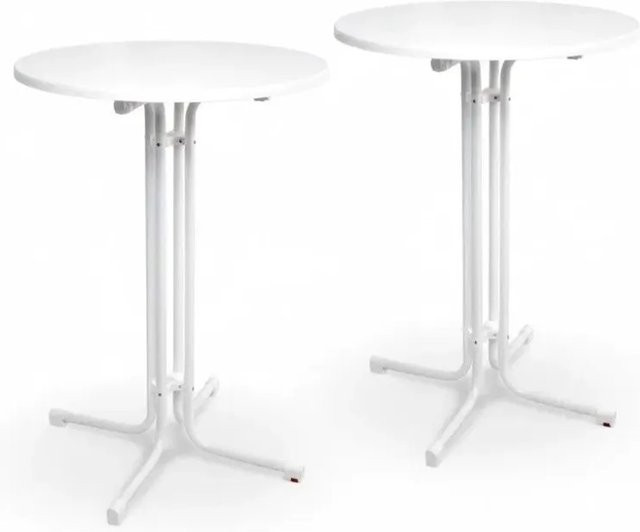 Beautissu Bellini Stehtisch 2-teilig in Weiß mit runder Tischplatte, Durchmesser: 70 cm, Höhe: 110 cm - Bild 1