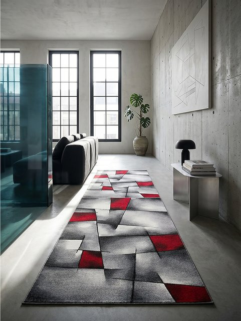 BIENO Kadima Design Läufer aus Polypropylen in Rot und Grau, B/T: 80 x 150 cm - Bild 1