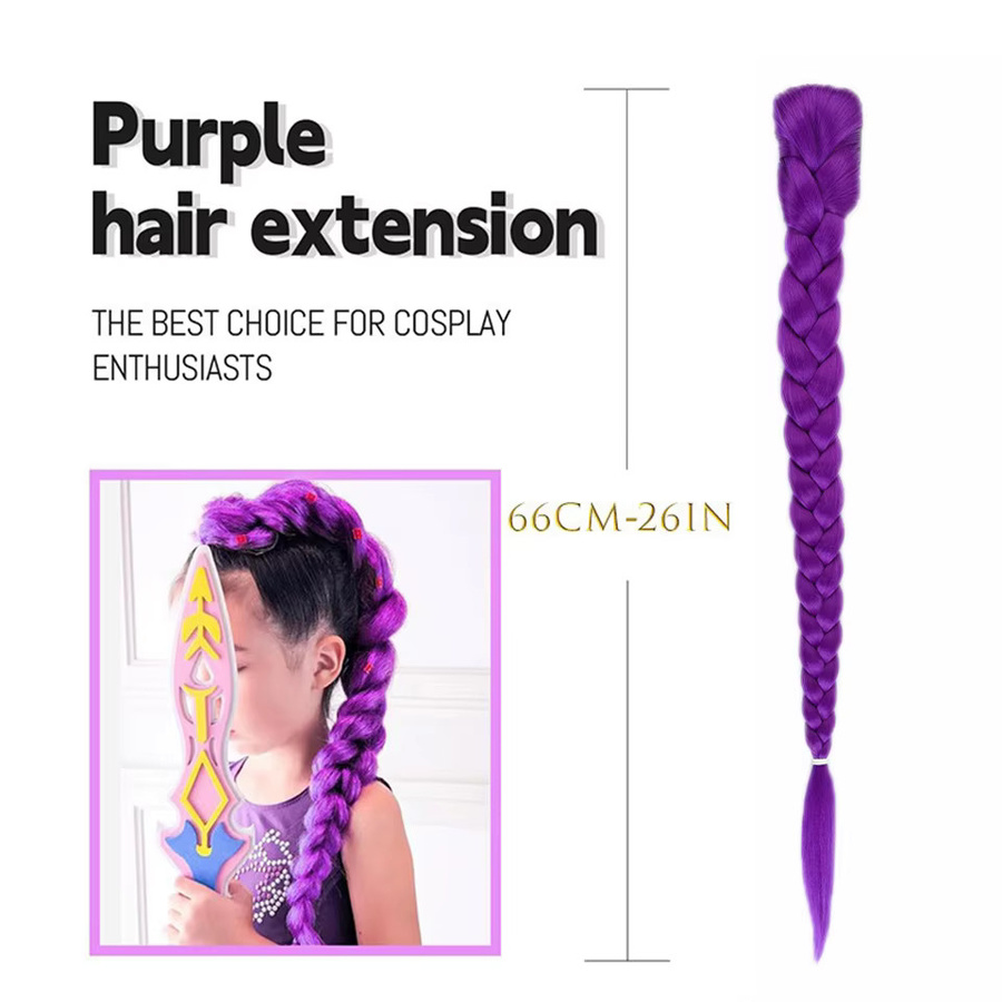 allaosify Haarverlängerung BB Clip Zöpfe, lila, Damen, 26 Zoll - Bild 4