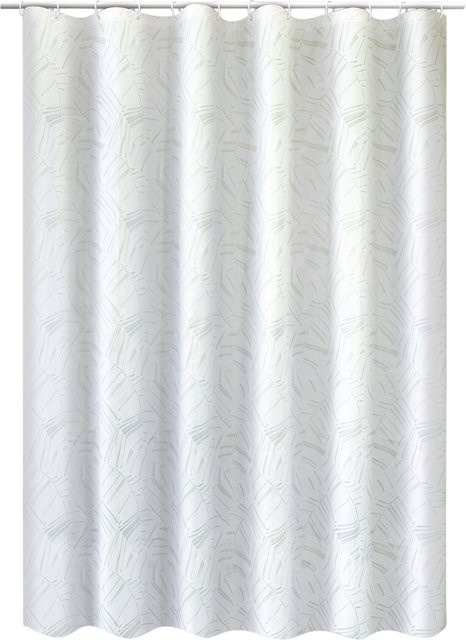 Acus Duschvorhang aus PEVA in Weiß mit Grafikdesign, wasserdicht und blickdicht, Höhe: 180 cm, Breite: 200 cm - Bild 1