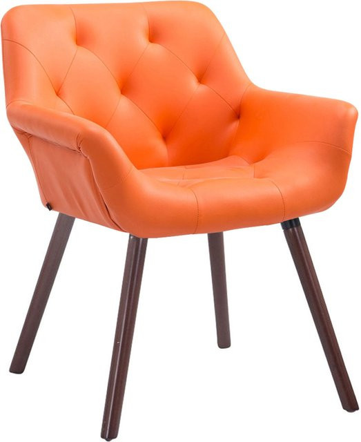 TPFLiving Besucherstuhl Cassy in Orange mit Kunstleder und Holzgestell Walnuss - Bild 1