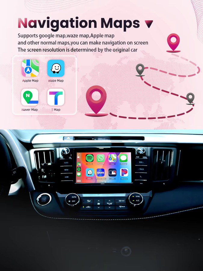 BONROAD Wireless CarPlay und Android Auto Interface-Modul für Toyota Touch2 & Entune 2.0 Systeme mit Bluetooth 5.0 und Mirrorlink Airplay in Schwarz - Bild 5