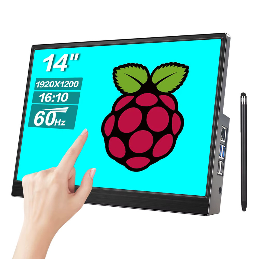 Pisichen 14 Zoll Touchscreen Monitor mit 1920x1200 Auflösung in Schwarz für Raspberry Pi 5 4 3 mit HDMI und USB Schnittstelle - Bild 6