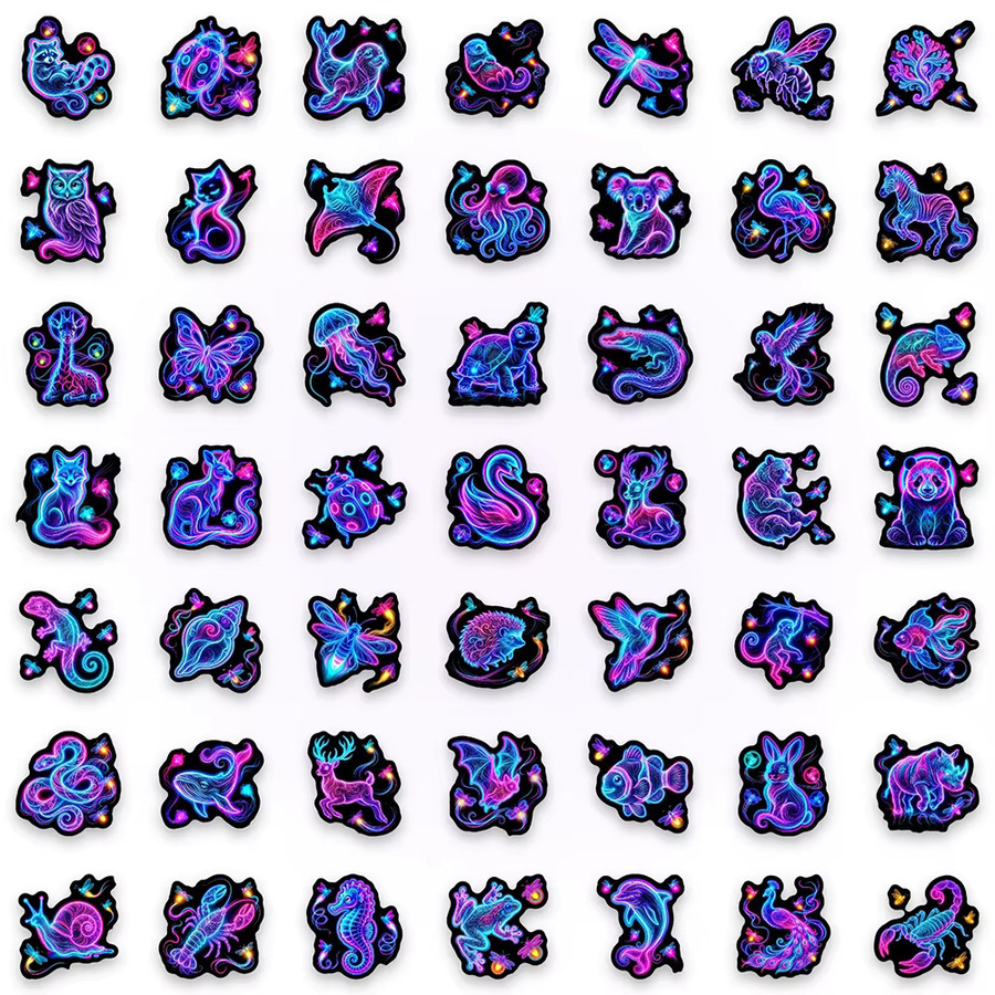 Charile Neon-Tier-Graffiti-Aufkleber, Cartoon-Insekten Panda Katze, 10/30/50 Stück - Bild 3