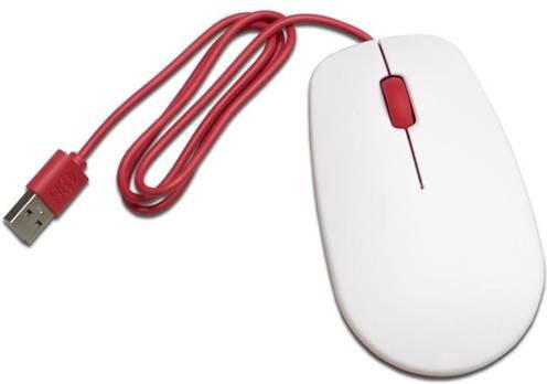 Raspberry Pi Mouse 2 Optische USB-Maus in Weiß und Rot mit 3 Tasten - Bild 1