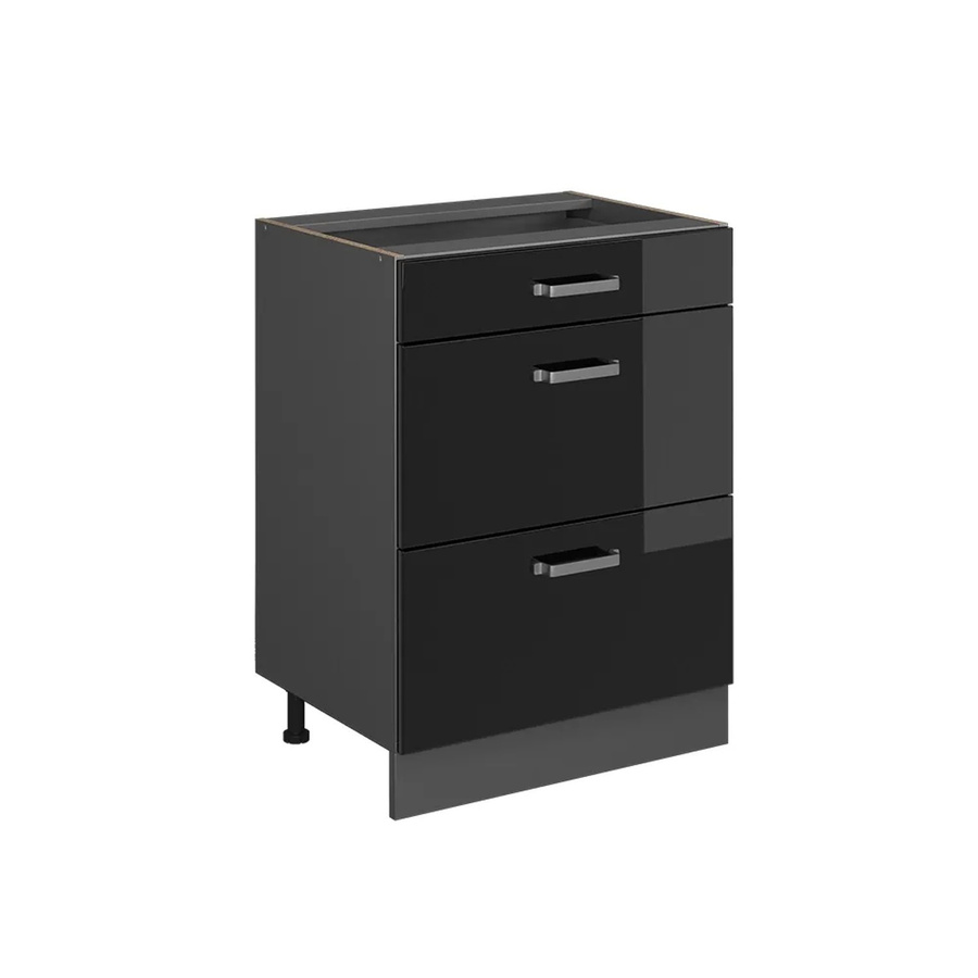 Vicco R-Line Küchenschrank Schubladenunterschrank in Schwarz Hochglanz und Anthrazit, Breite: 60 cm - Bild 2