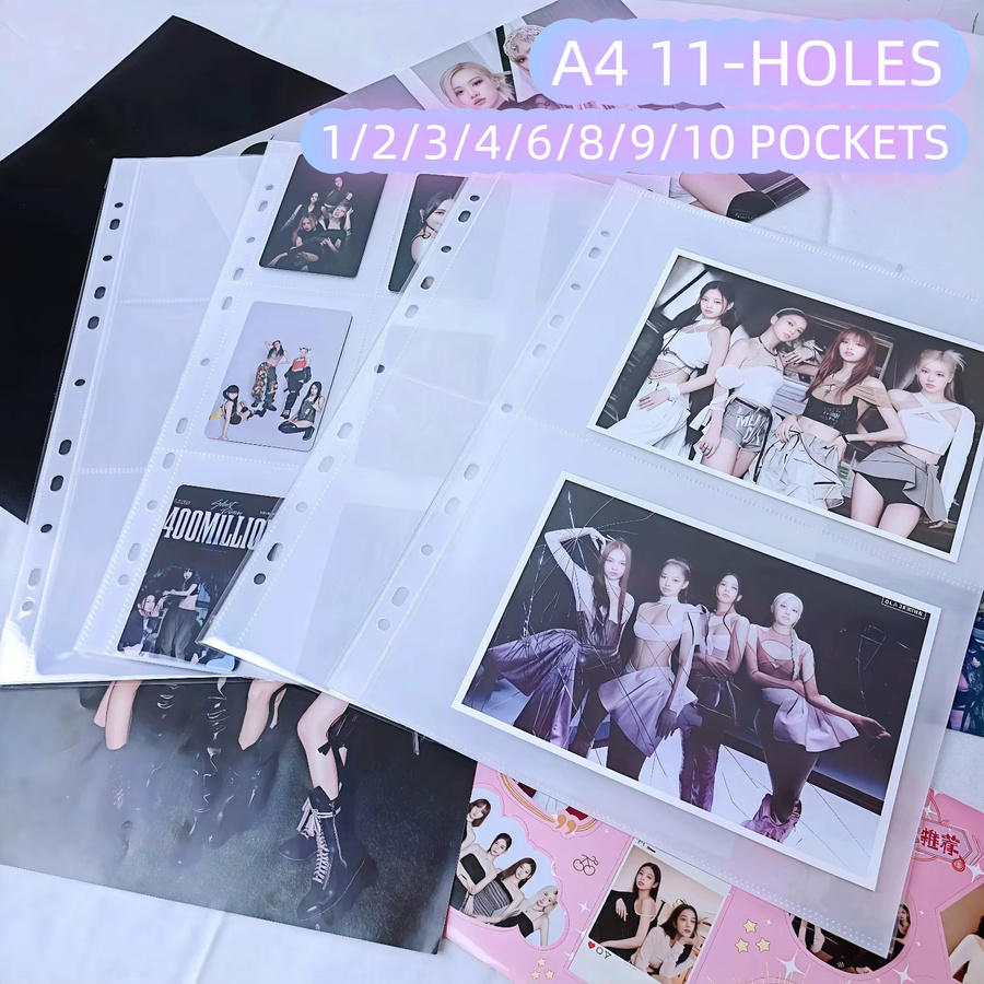 PLRBOK A4 Fotoalbum-Kartenseiten Transparent mit 11 Löchern für Ringbücher, Kunststoff-Fotokartenhüllen für Fotos und Dokumente - Bild 2