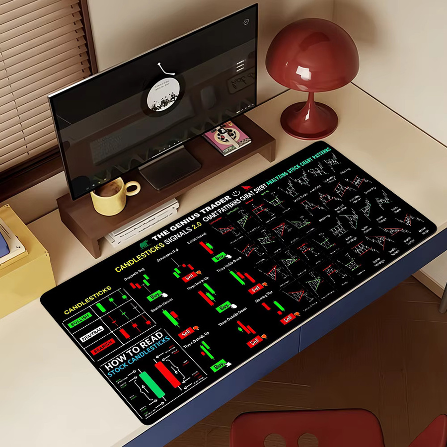 Großes Mauspad mit BTC Aktienkursdiagramm für Büro und Gaming, rutschfest und wasserdicht, Farbe: Schwarz - Bild 5