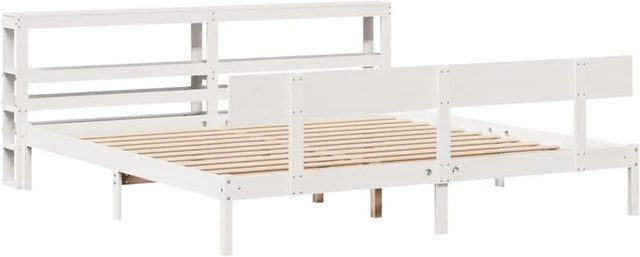 vidaXL Massivholzbett aus Kiefernholz in Weiß, rustikales Bett ohne Matratze, B/T/H: 180 x 200 x 82 cm - Bild 1