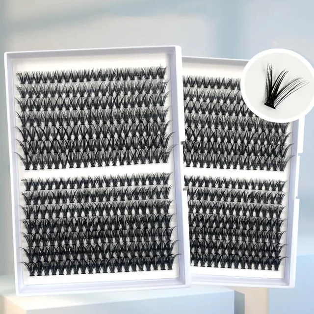 280 Stück Wimpern Cluster, 30D 40D, Schwarz, Unisex - Bild 1