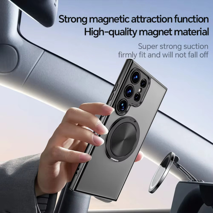 SZMUGUA MagSafe Magnetische 360 Grad Rotierende Schutzhülle für Samsung Galaxy S25 S24 S23 FE Plus A56 A36 A26 A16 A06 in Matt Klar und Purple - Bild 2