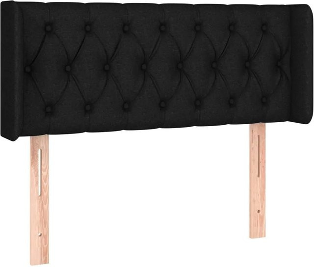vidaXL Kopfteil mit Ohren in Schwarz aus Stoff, Breite: 93 cm, Tiefe: 16 cm, Höhe: 78-88 cm - Bild 1