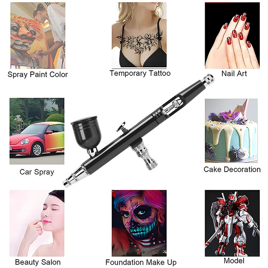 Podofo Dual-Action Airbrush-Set Pneumatische Spritzpistole in Schwarz für Nagelkunst, Tattoo-Malerei und Autolackierung - Bild 5