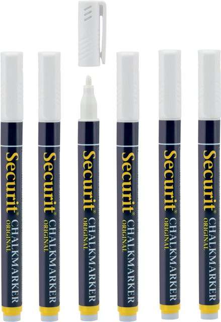 Securit 7er-Set Flüssigkreidemarker in Weiß mit Rundspitze 1-2mm für Profis - Bild 1