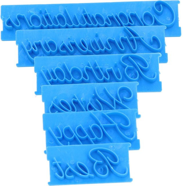 TOMTOP JMS 6er Set Buchstaben-Kuchenformen zum Stempeln in Blau für DIY Backzubehör - Bild 1