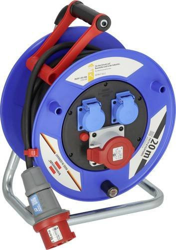 Brennenstuhl Garant CEE 1 Industrie- und Baustellen-Kabeltrommel Schwarz/Blau mit 20 m H07RN-F Kabel, IP44, 5G2,5 - Bild 1