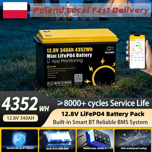 PWOD LiFePO4-Akkupack 12,8V 100Ah 340Ah wiederaufladbare Batterie für Heimenergiespeicher RV und EV - Bild 1