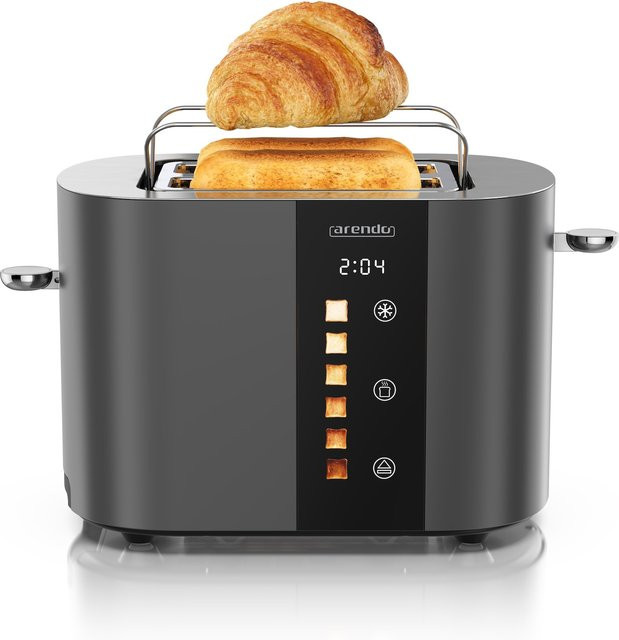 Arendo Toaster Edelstahl mit Touch Display, 2 Schlitze, 800 W, Brötchenaufsatz, Silber oder Anthrazit - Bild 1