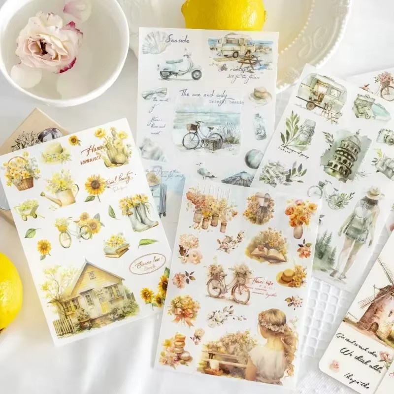 2 Stück DIY Blumen PVC-Transfers für Scrapbooking und kreative Collagen in Multicolour - Bild 2