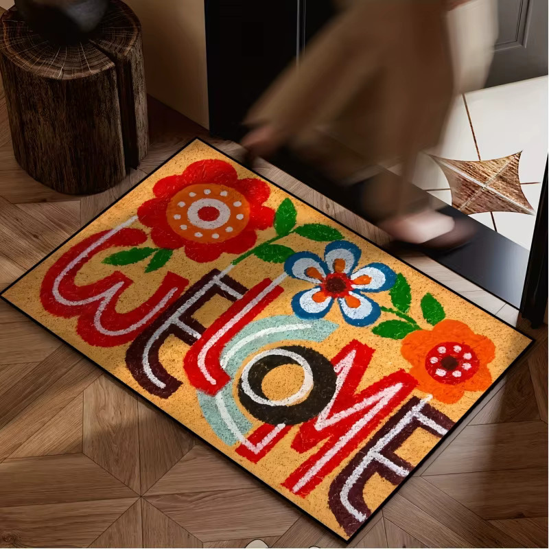 VIKAMA Rutschfeste Fußmatte mit Blumenmuster in Multicolour für Eingangsbereich und Schlafzimmer - Bild 3