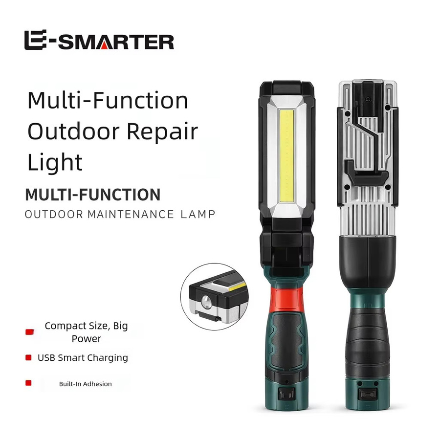 ESMARTER COB LED Arbeitsleuchte Schwarz, USB-aufladbare magnetische Inspektionslampe mit Notfall-Blinklicht - Bild 5
