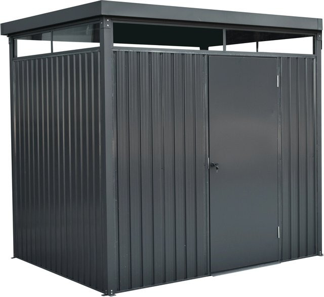 Floraworld Metall-Gerätehaus aus Stahl in Anthrazit mit Satteldach und Flügeltür, B: 233 cm, H: 204 cm, T: 150 cm - Bild 1