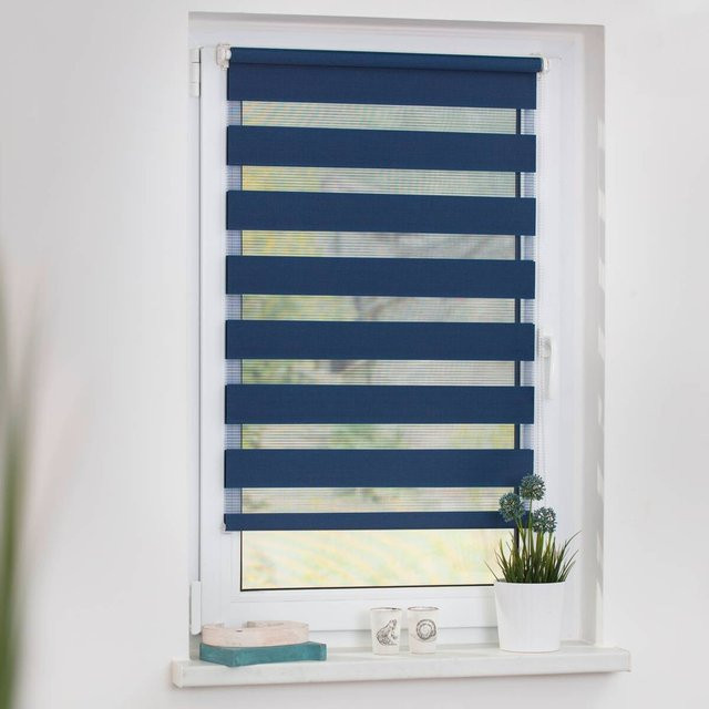 Lichtblick Duo-Rollo Klemmfix blau aus Polyester, Breite: 100 cm, Höhe: 150 cm - Bild 1
