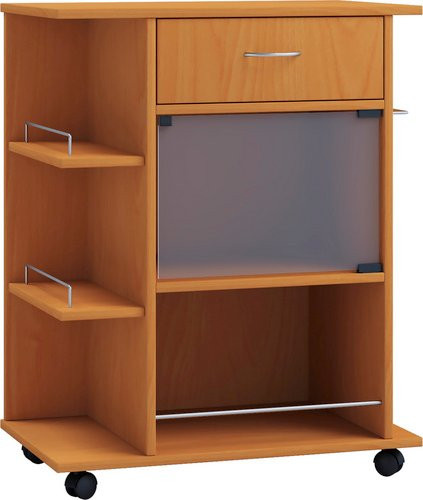 Küchenwagen VCM Pocis in Braun mit Sicherheitsglas und Rollen, B/H: 65 x 80 cm - Bild 1