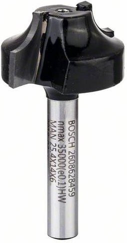 Bosch Profilfräser 6 mm mit R1 6,3 mm, Durchmesser: 25,4 mm, Länge: 14 mm, Gesamthöhe: 46 mm - Bild 1