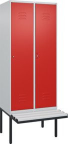 C+P Spind Classic PLUS Spind mit Bank, 2 Abteile, Lichtgrau, B/T/H: 212 x 80 x 81,5 cm - Bild 1