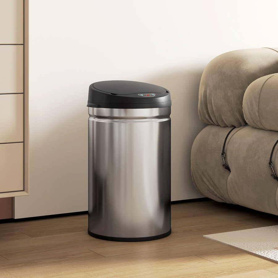 HOMCOM Sensor-Mülleimer aus Edelstahl mit 30 l Fassungsvermögen in Silber, automatischer Abfallbehälter mit Soft-Close-Deckel und Fingerabdruckschutz - Bild 2