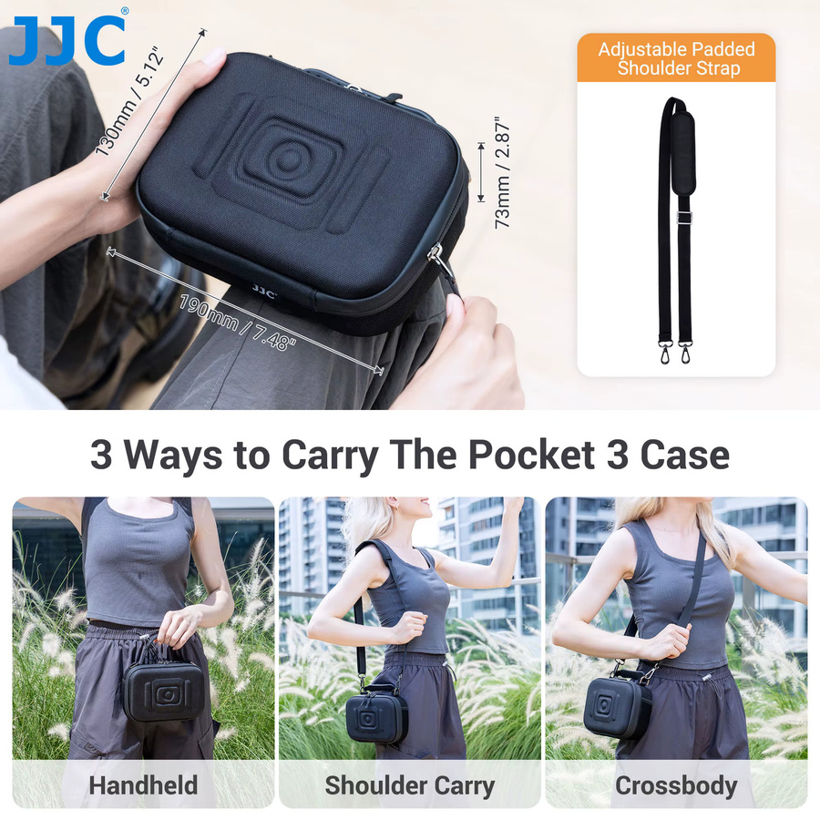 JJC Hard Shell OSMO Pocket 3 Tasche in Schwarz, wasserdichte EVA-Schutztasche für DJI OSMO Creator Combo - Bild 6