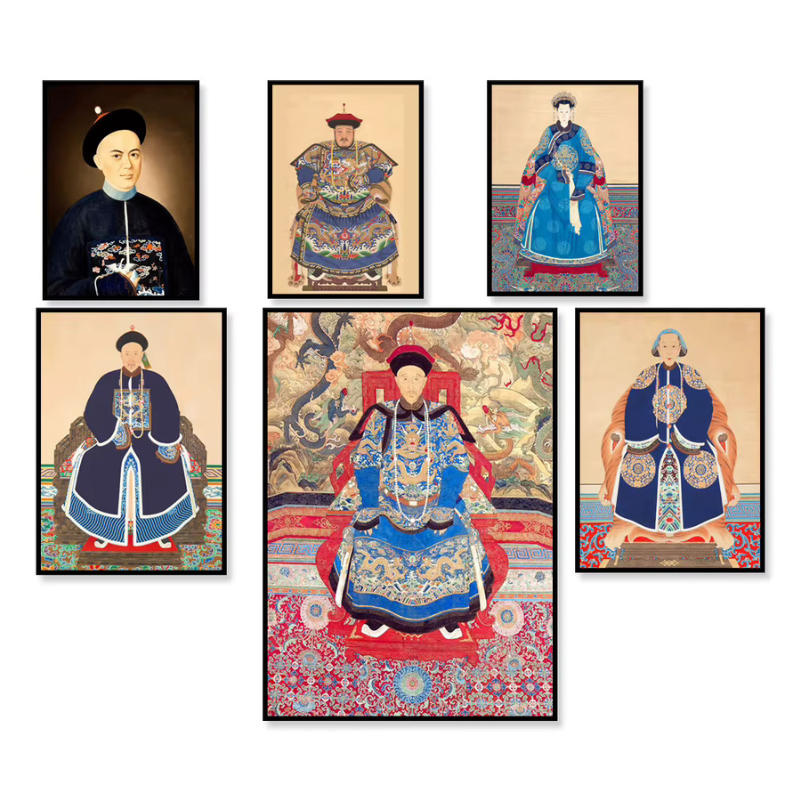 Potdemiel Vintage Chinesisches Kaiserporträt als Mehrfarbiges Poster aus Papier - Bild 3