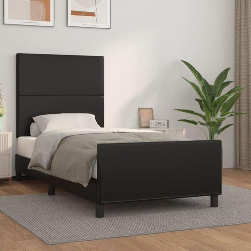 Polsterbett mit Kopfteil von vidaxl in Schwarz aus Kunstleder und Holzwerkstoff, B/T/H: 100 x 200 x 103 cm - Bild 1