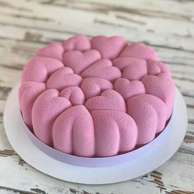 Meibum Herz Mousse Formen aus Silikon in Pink für Dessert und Backen - Bild 1