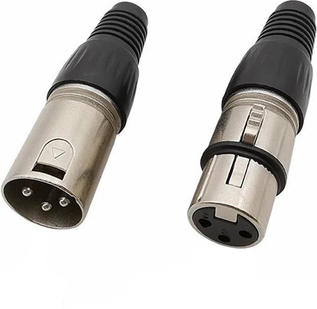 3 Pin XLR Audio Stecker Set Weiblich Silber mit 3,5 mm Klinkenadapter - Bild 1