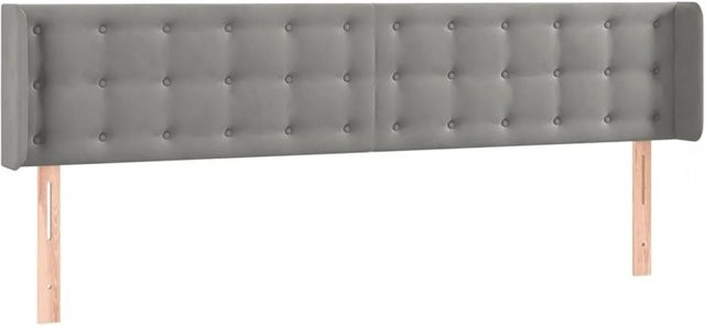 vidaXL LED Kopfteil aus Samt in Hellgrau mit USB-Ladeport und integrierter Beleuchtung, B: 183 cm, T: 16 cm, H: 78-88 cm - Bild 1
