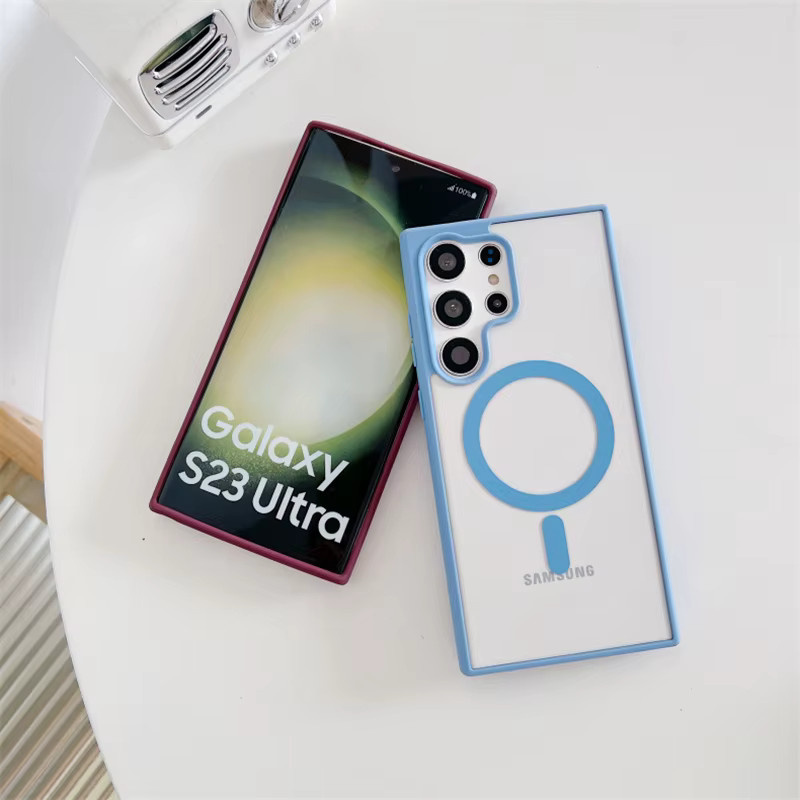 Stoßfeste magnetische MagSafe Handyhülle für Samsung Galaxy S25, S24 Ultra, S22 Plus, S23 FE und S25 Ultra in Blau - Bild 1