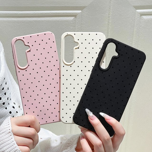 Ins Polka Dots Silikonhülle für Samsung Galaxy S25 Ultra, S24 FE, S23, A56 5G, A16, A17, A55, A36, A53, A35, A34, A06, A07, A26, A05S in Weiß - Bild 1