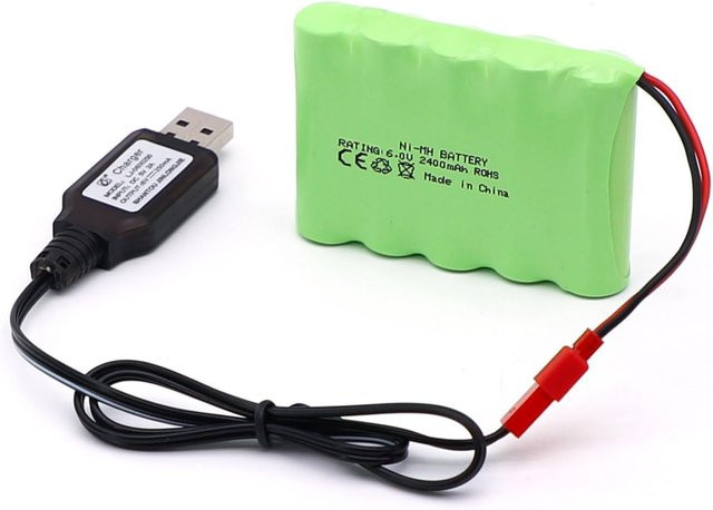YUNIQUE EUROPE RC Akku 6V 2400mAh Ni-MH mit JST-Stecker und USB-Ladegerät - Bild 1