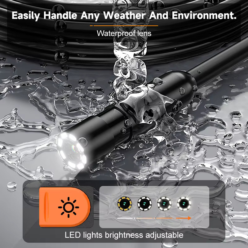 ENWOR Industrielle Endoskopkamera mit 4,3-Zoll-IPS-Bildschirm, HD1080P, wasserdicht, 2–100 m Reichweite und 8 einstellbaren LEDs für die Rohrkanalinspektion - Bild 5