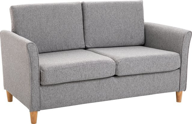 HOMCOM Doppelsofa aus Leinen mit abnehmbaren Kissen in Hellgrau, B/T/H: 141 x 65 x 78 cm - Bild 1