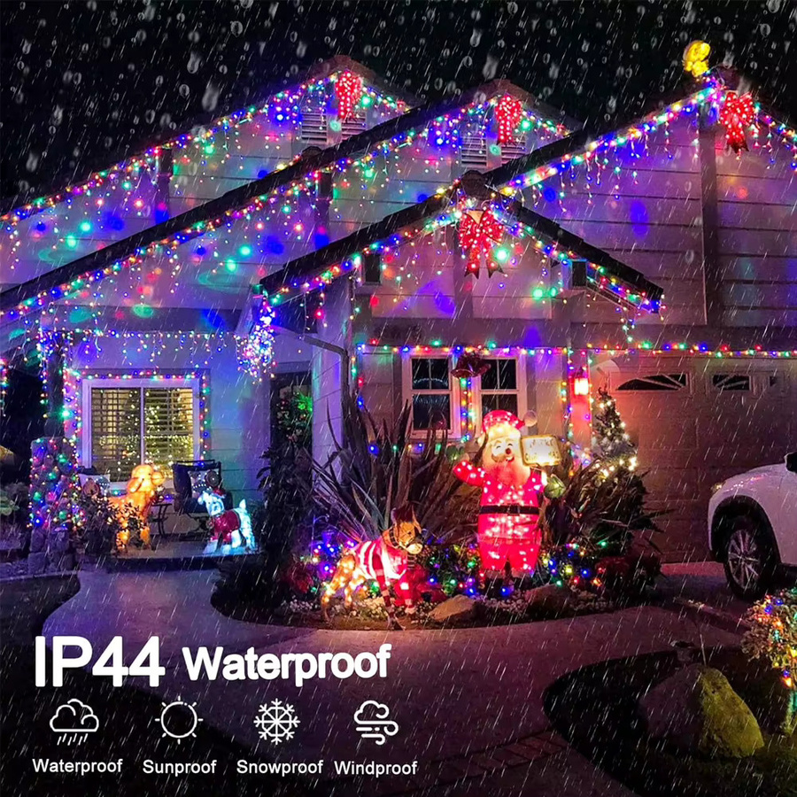 Wasserdichte LED-Eiszapfen-Lichterkette in Mehrfarben RGB mit 480 LEDs und 8 Modi für Weihnachten, Garten und Party - Bild 2