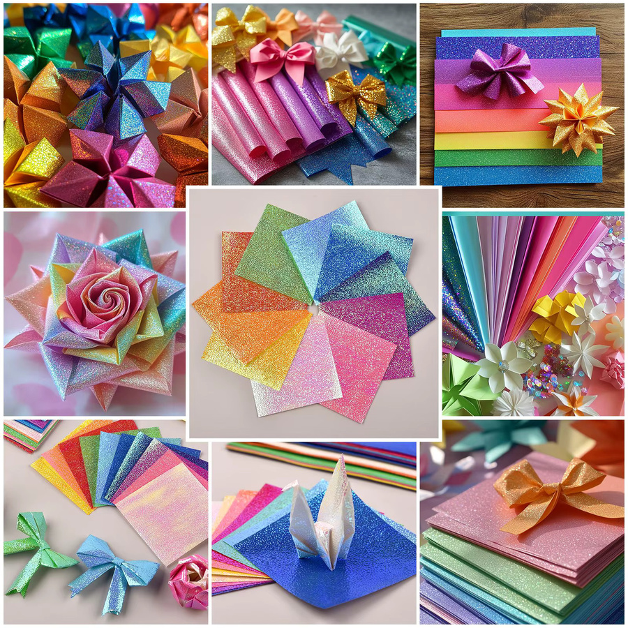 50 Stück Buntes Perlglanzpapier Set für Origami und DIY Scrapbooking, Glitzer Bastelpapier für Kinder in Mehrfarbig - Bild 2