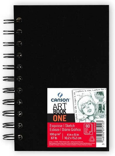 Canson Art Book One Spiralblock Schwarz A6 mit 80 Blatt - Bild 1