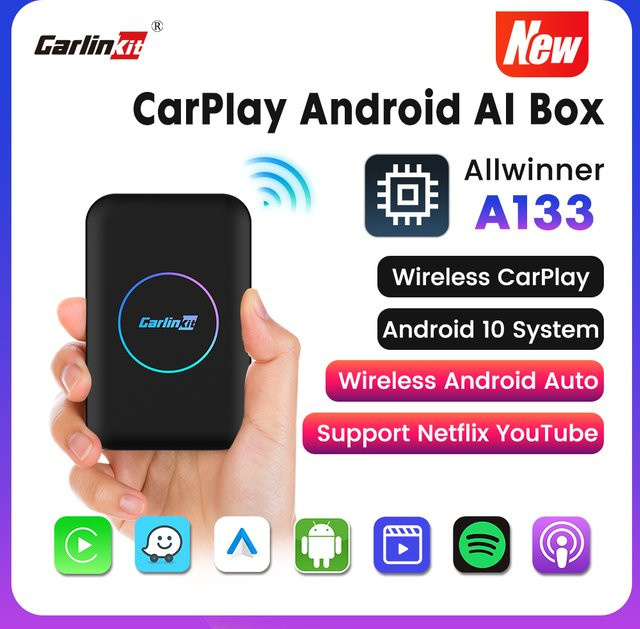 Carlinkit Android Auto Wireless Adapter und Smart TV Box mit 32GB in Schwarz für Toyota, Mazda, Peugeot, Audi und Mercedes - Bild 1