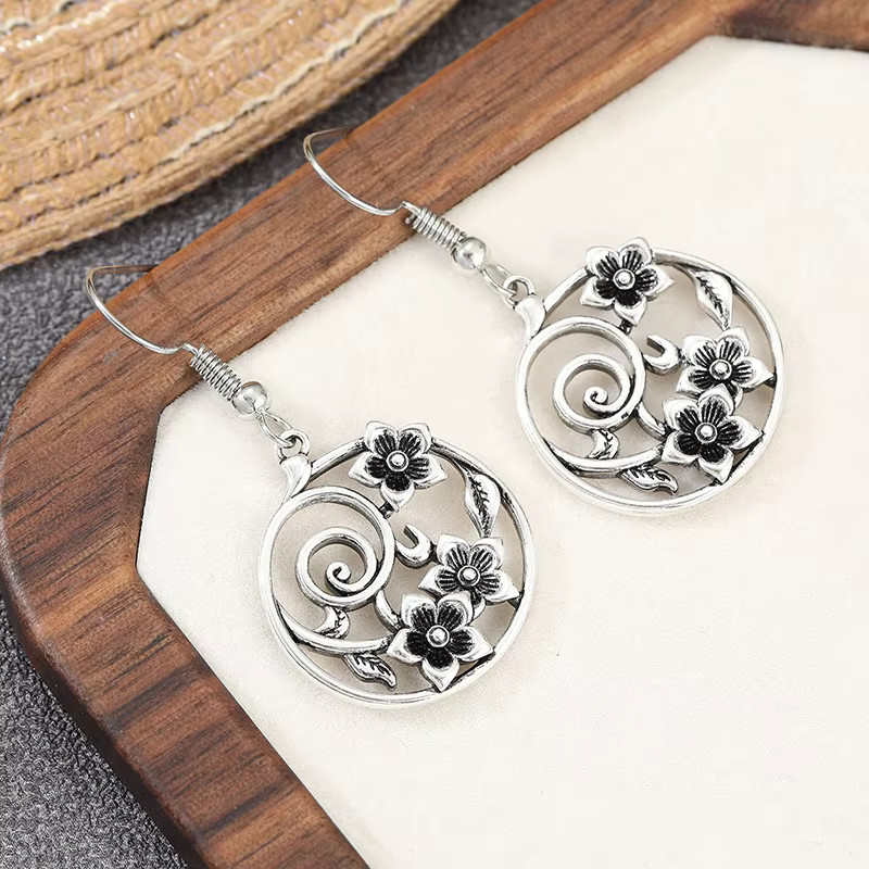 YoYo Blumen-Hohlohrringe, Silber, Damen, Vintage - Bild 4