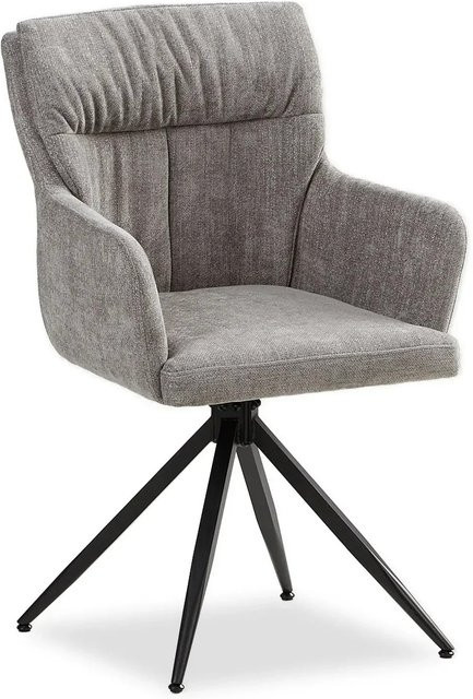 Homestyle4u Polsterstuhl drehbar in Grau mit Armlehnen und Stoffbezug, B/T/H: 60 x 57 x 89 cm - Bild 1