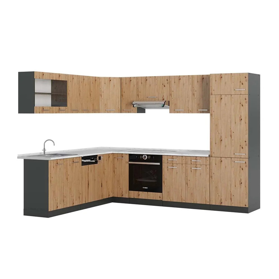 Vicco R-Line Eckküche Artisan Eiche und Anthrazit mit Marmor-Optik B/T/H: 227 x 287 x 207 cm - Bild 2